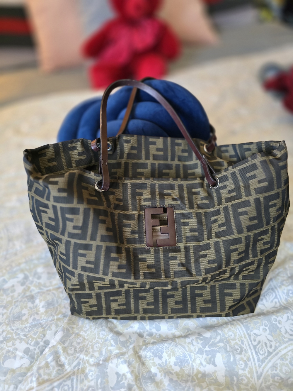 Fendi Brown Monogram Tote Bag with Leather Handles - Picture 2 of 16